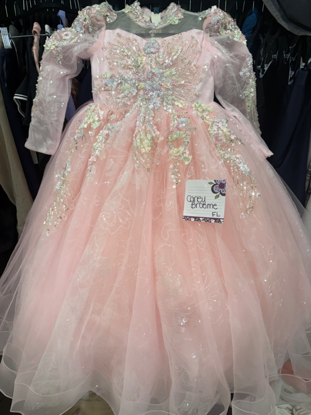 Pink Beaded Tulle Ball Gown